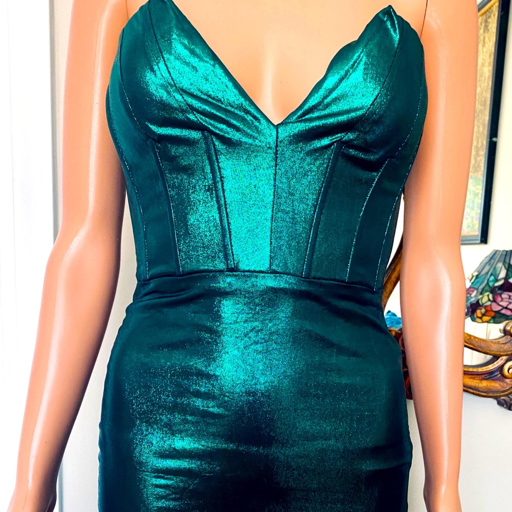 Algist metallic body fitting dress, corset detail, never worn, fully lined